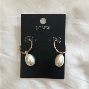 J. Crew Gold and White Pearl Drop Earrings
